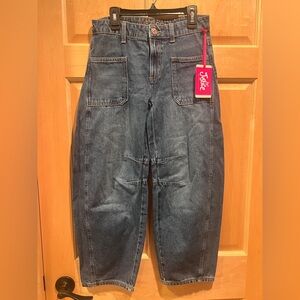 NWT Trendy Justice Girls Barrel Denim Dark Wash Jeans Size 12 Y2K inspired